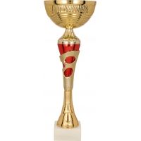 Puchar metalowy złoto-czerwony z przykrywką T-M